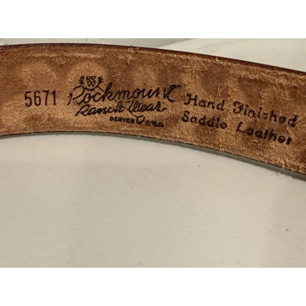 Vintage Rockmount Wyoming Tooled Leather Western Belt 32 Floral Saddle Cowboy